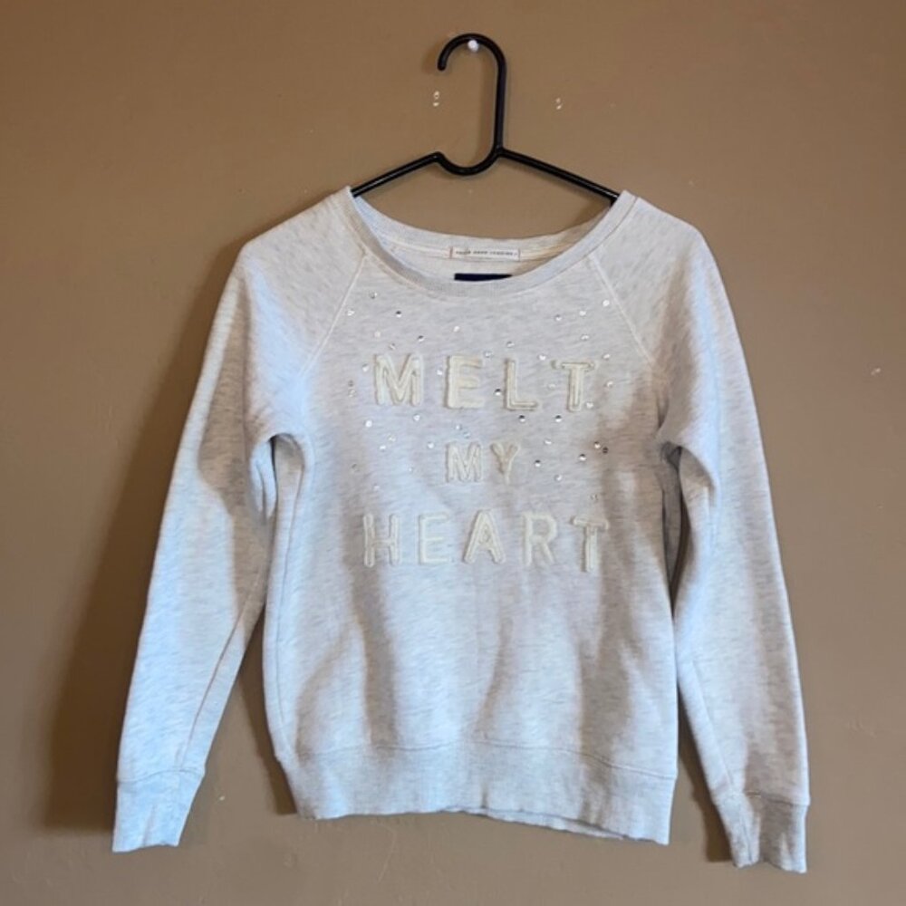 American Eagle Crewneck Women small light gray heather cotton polyester pullover